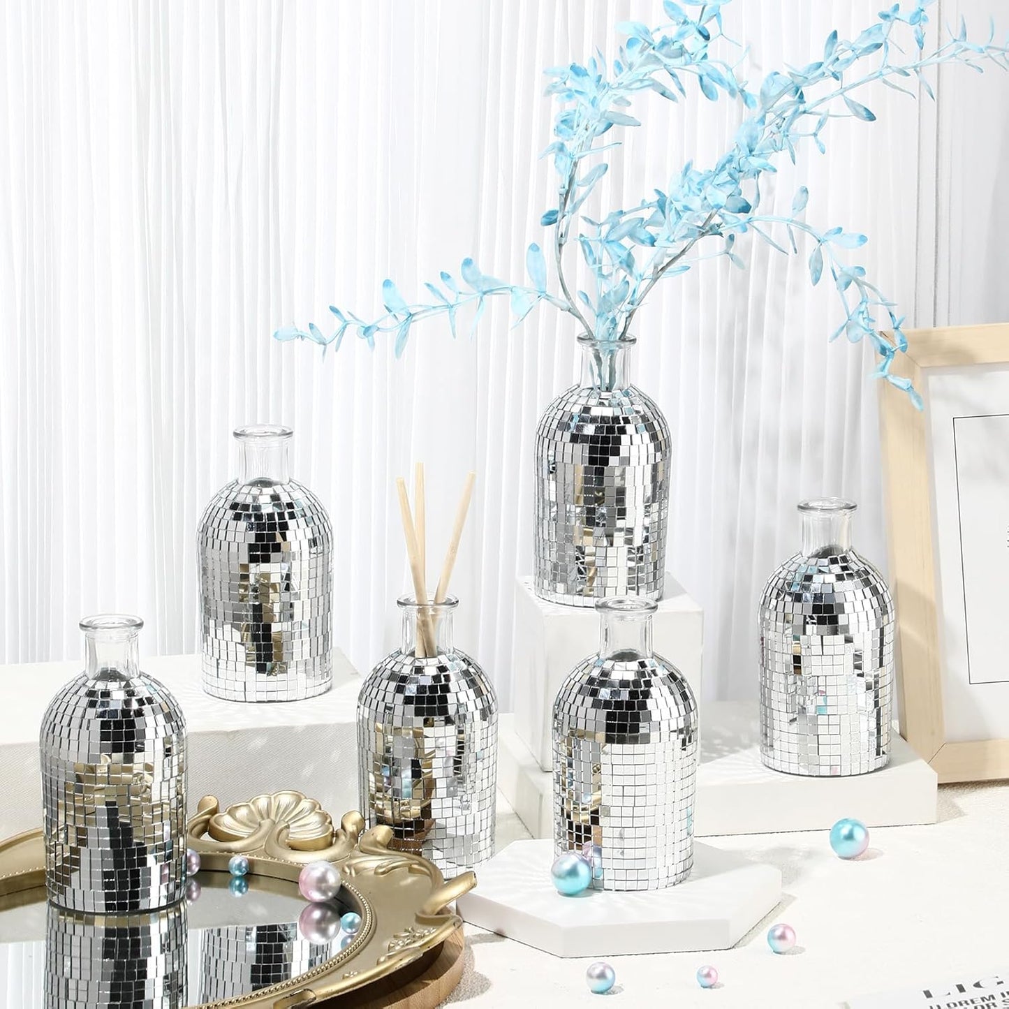 Disco Ball Mini Glass Vase for Flowers and Plants R787