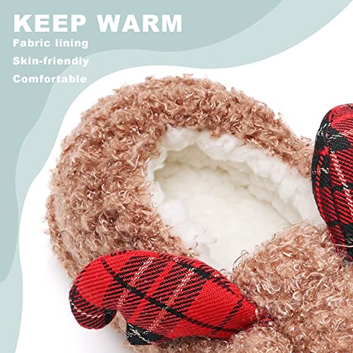 Women's Fuzzy Reindeer House Slippers Indoor Shoes S5360