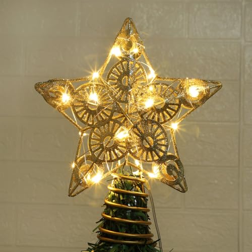 Star Tree Topper with 20 LED Lights, Battery Powered Christmas Decorations X627861