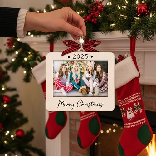 Christmas Ornament Picture Frame - Wooden Landscape Photo Frame for Tree U75225