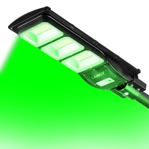 LANGY Hog Hunting Lights, Solar Green Light for Hunting Hogs Deers,Motion Activated Feeder Lights with Remote,19" Bracket is Included
