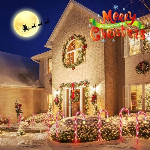 Solar Candy Cane Lights, 12 Pack Waterproof Outdoor Decorations L413