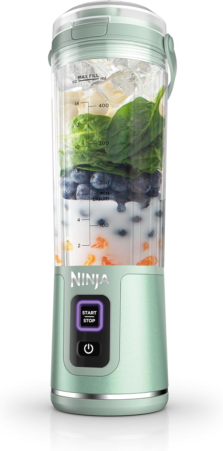 Ninja Blast Portable Blender, Cordless, 18oz. Vessel, Personal Blender For-Shakes and Smoothies, BPA Free, Leakproof-Lid and Sip Spout, USB-C Rechargeable, Dishwasher Safe Parts, Tinted Mint, BC151MT