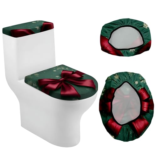 Christmas Toilet Lid Cover, Washable Bathroom Accessory O828