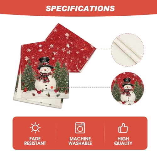 Snowman Christmas Birds Trees Table Runner, Winter Holiday Kitchen Dining Table Decoration, 13 x 72 Inch Z2031
