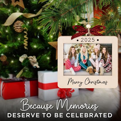 Christmas Ornament Picture Frame - Wooden Landscape Photo Frame for Tree U75225