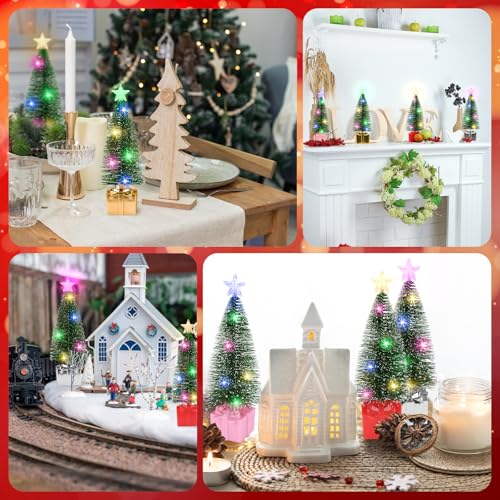 Mini Christmas Tree with Lights, 4 Pack Tabletop LED Decor C27546