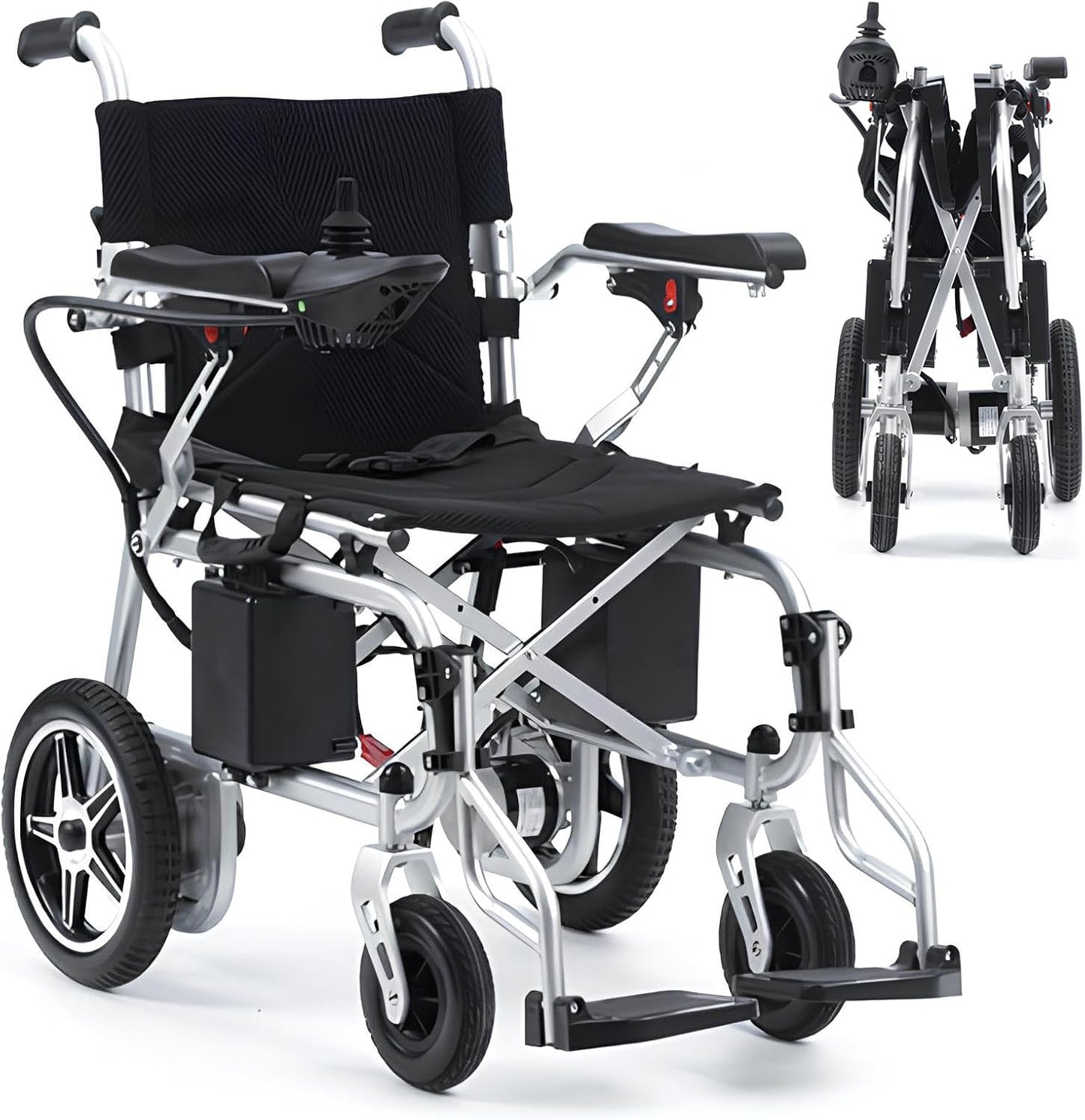 Electric Wheelchair for Adults, Portable Power Wheelchair Lightweight Foldable All Terrain Motorized Wheelchair for Seniors 12 Miles Travel Range