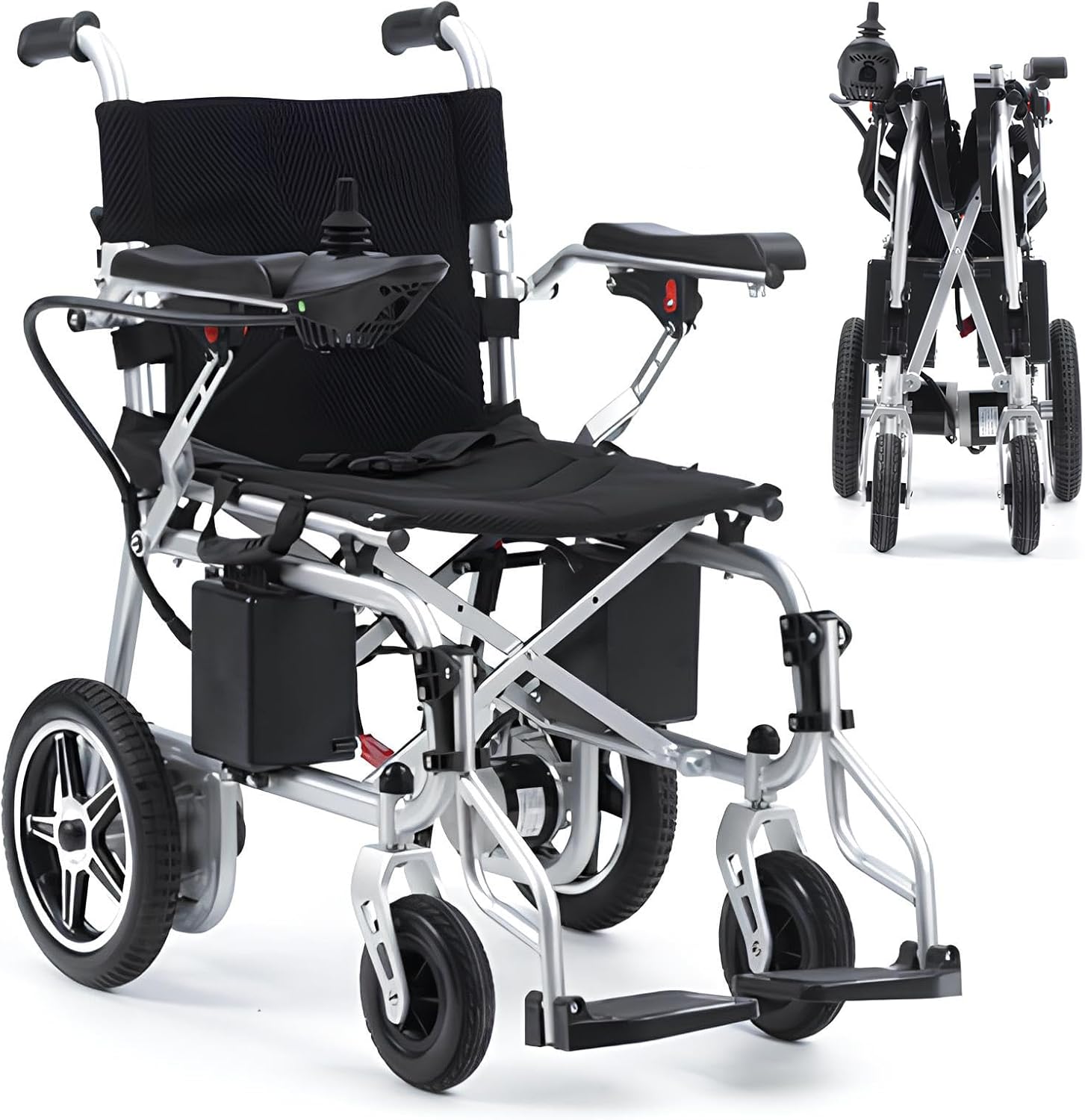 Electric Wheelchair for Adults, Portable Power Wheelchair Lightweight Foldable All Terrain Motorized Wheelchair for Seniors 12 Miles Travel Range