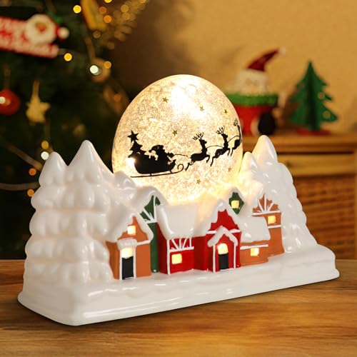 Ceramic Christmas Houses with Warm LED Light S1149