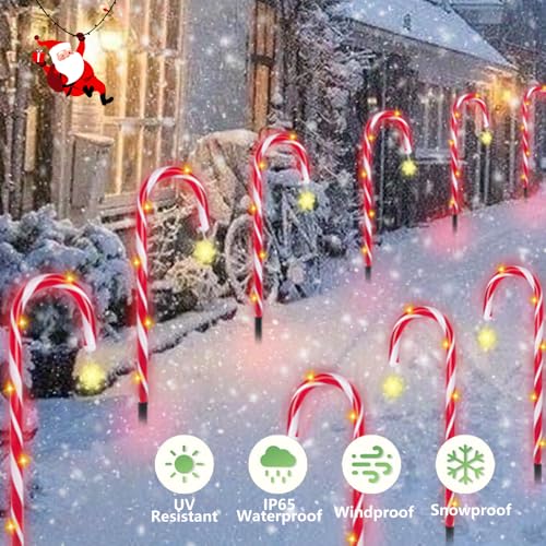 Solar Candy Cane Lights, 12 Pack Waterproof Outdoor Decorations L413