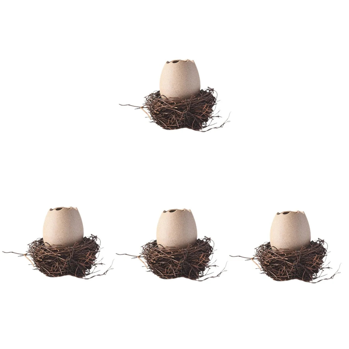 Small Ceramic Eggshell Vase Succulent Planter with Bird Nest L30520