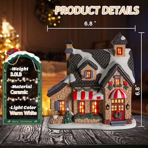 Ceramic Christmas Houses with Warm LED Light S1149