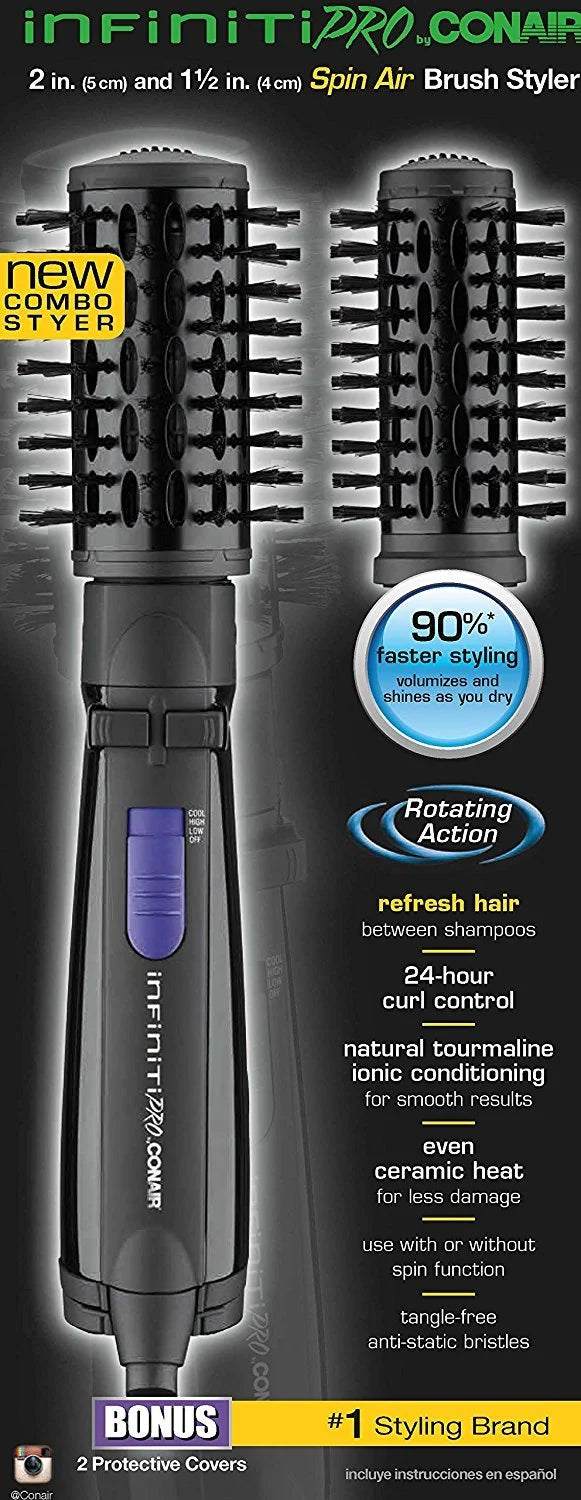 Spin Air Rotating Styler Hot Air Brush with 2 Inch and 1.5 Inch Brushes M5669