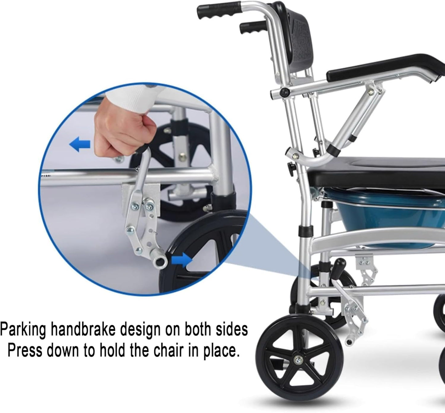 Shower Wheelchair with Wheels, Portable Commode Chair for Elderly P2962