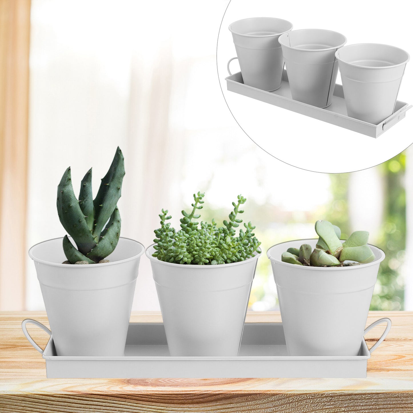 9 pcs Garden Flower Pot with Tray X676458