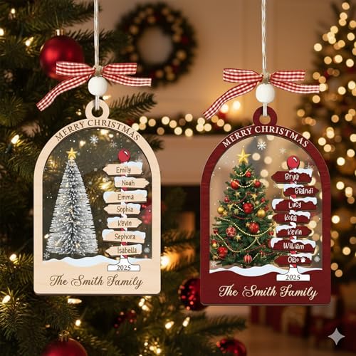 Personalized Christmas Wooden Ornaments with Family Names J389