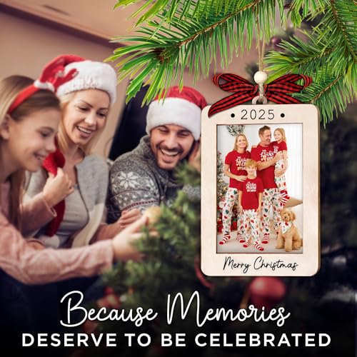 Christmas Ornament Picture Frame - Wooden Landscape Photo Frame for Tree U75225