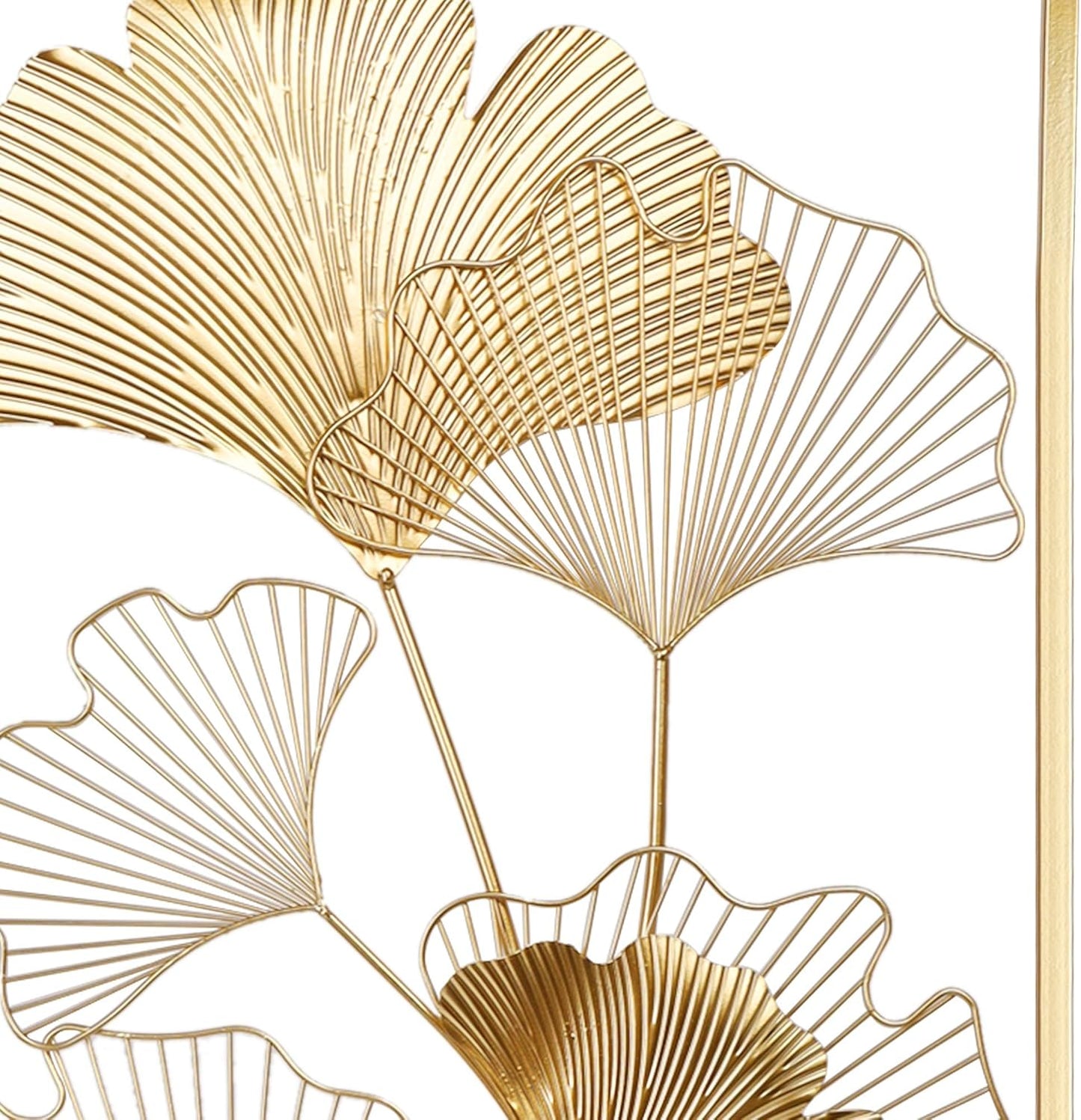 Metal Wall Decor, 39" x 20" Golden Ginkgo Leaf Wall Hanging with Frame K574798
