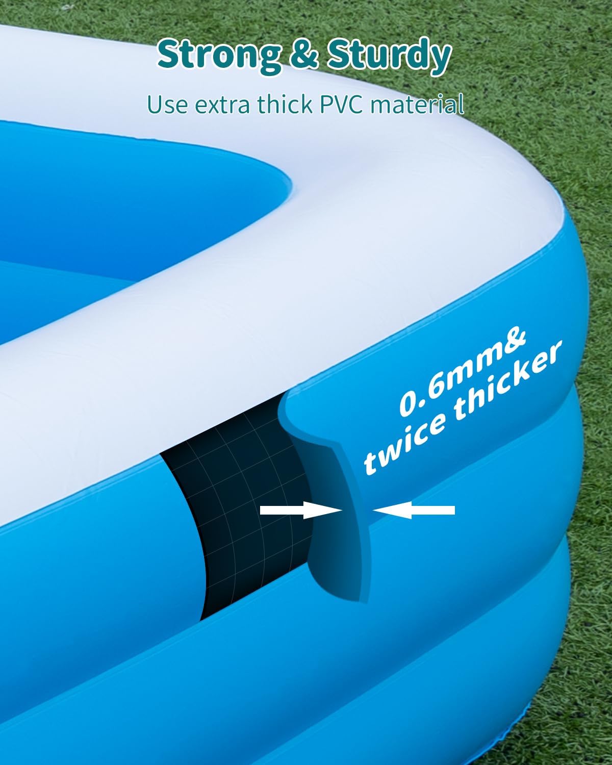 Inflatable Pool with Pump for Adults, Backyard Summer Swimming Pool V24665
