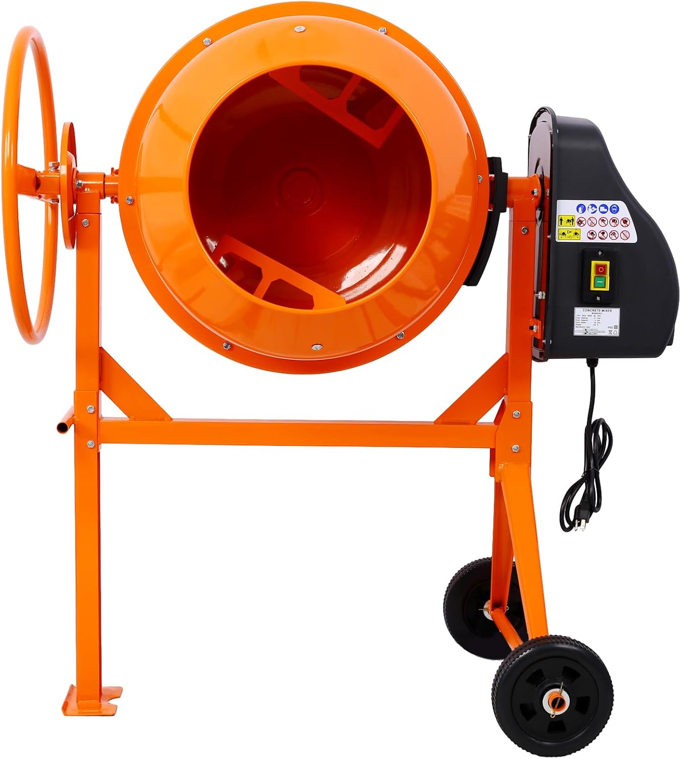 Electric Concrete Mixer, 5 Cu Ft, 650W Portable for Mortar and Stucco N607623