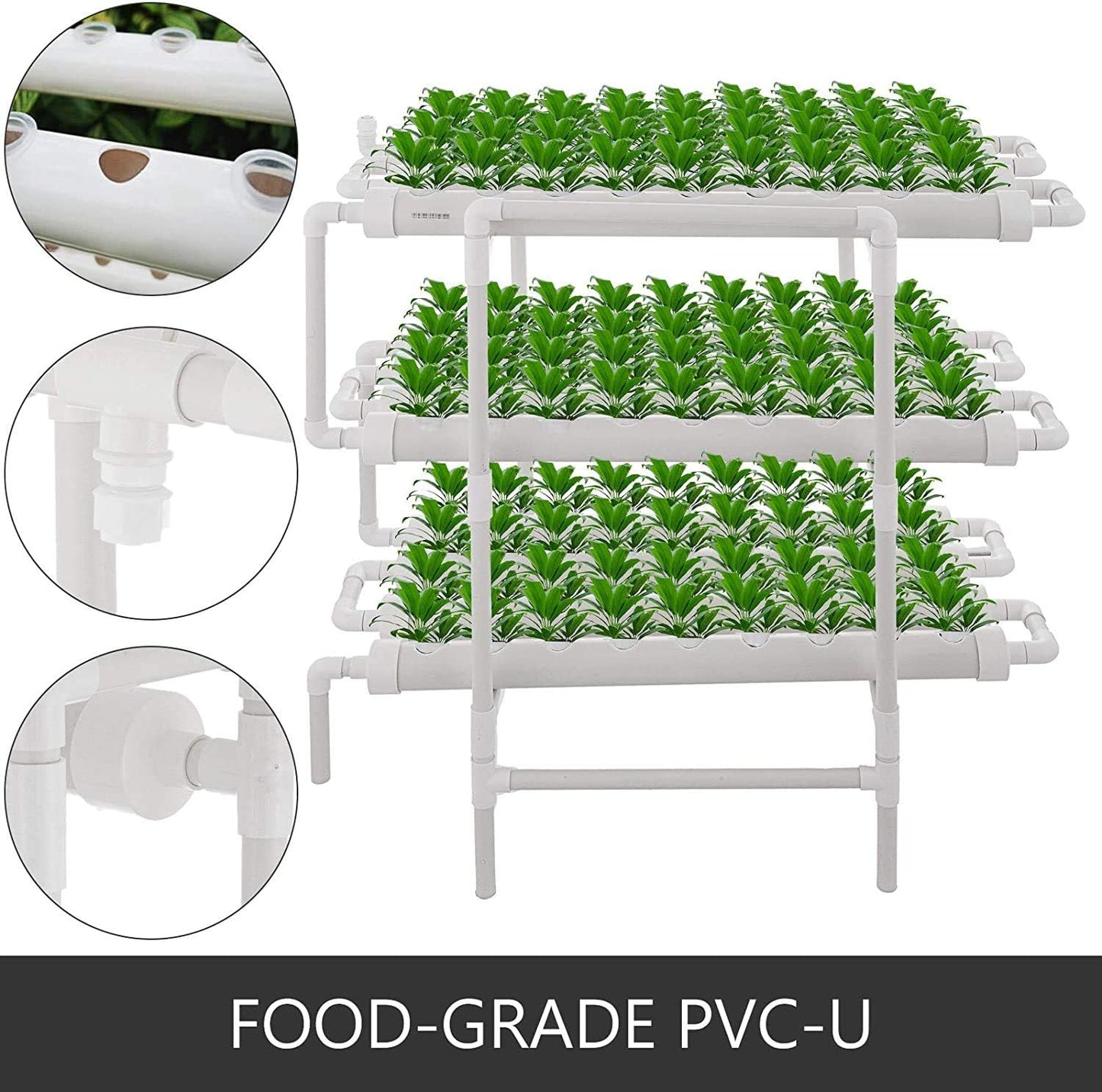 3 Layers 108 Plant Sites Hydroponic Grow Kit with 12 Pipes D6683