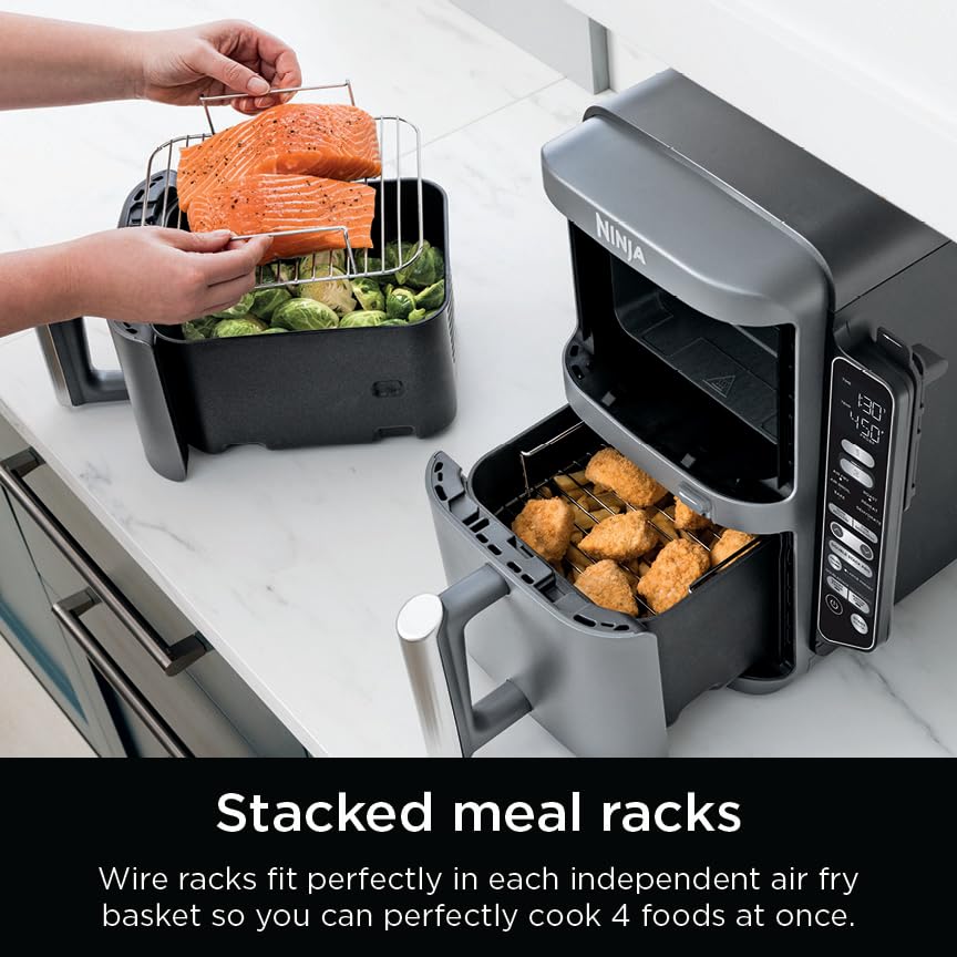 Air Fryer, 8 QT DoubleStack 2-Basket, 6-in-1, Roast & Bake, Dishwasher Safe N927