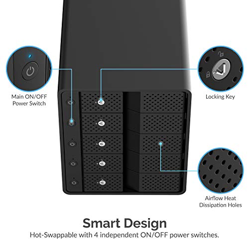USB 3.2 5-Bay SATA Hard Drive Docking Station, Trayless, USB-C 10Gbps P669