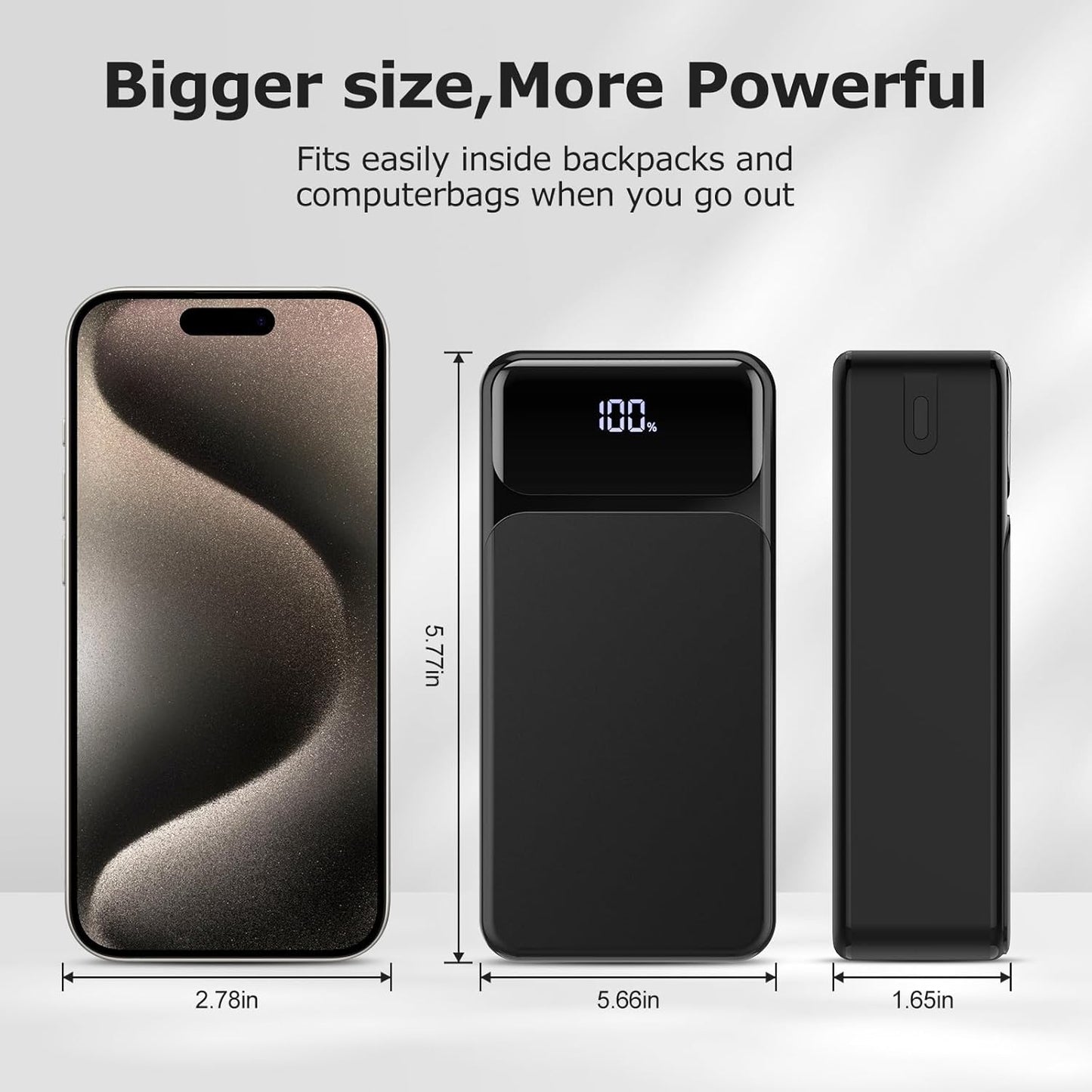 50000mAh Power Bank 22.5W Fast Charging Portable Charger USB-C with LED Display P93412