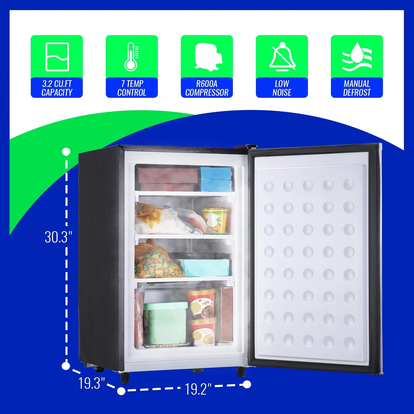 Compact Single Door Freezer with Adjustable Temperature Control I42759
