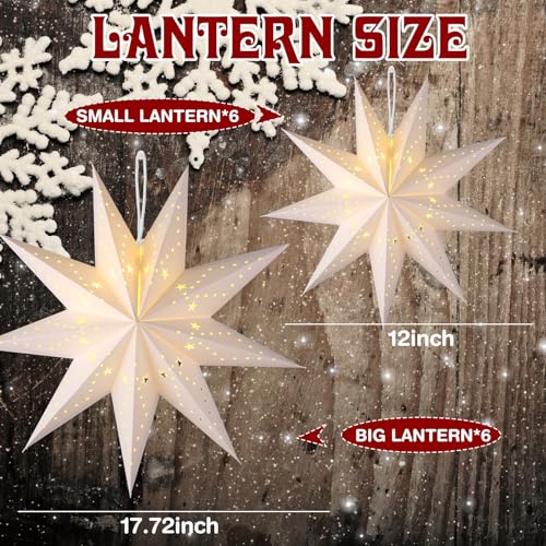 3D Paper Star Lanterns Hanging Ornaments with String for Christmas Party Decor N73864