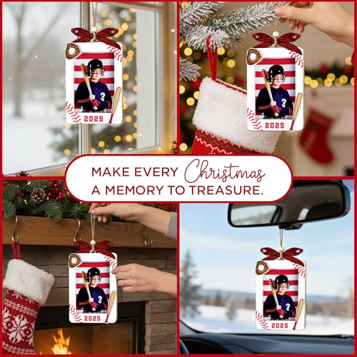 Christmas Ornament Picture Frame - Wooden Landscape Photo Frame for Tree U75225