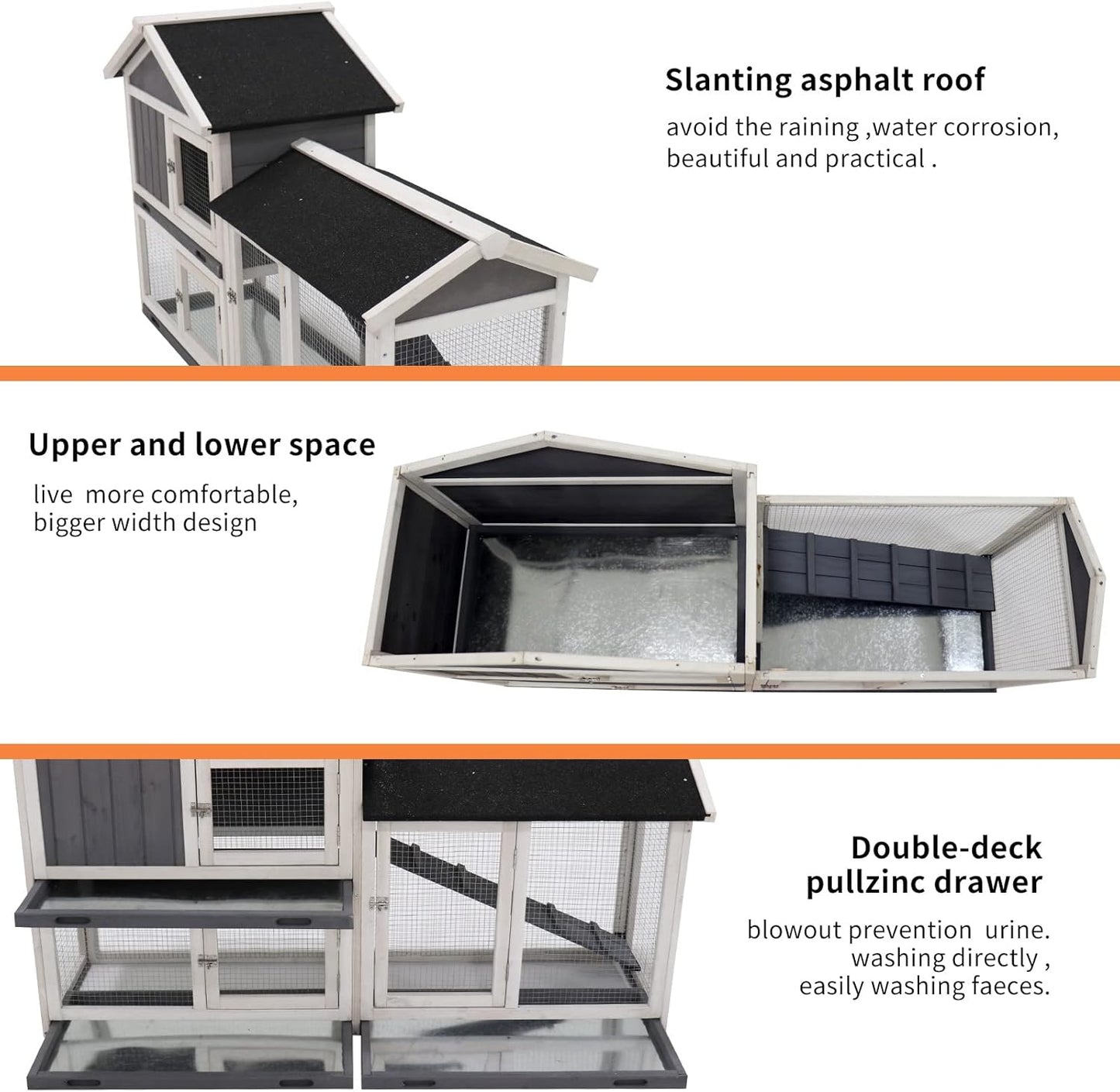 Rabbit Hutch with Run, No Leak Tray, UV Panel K6271