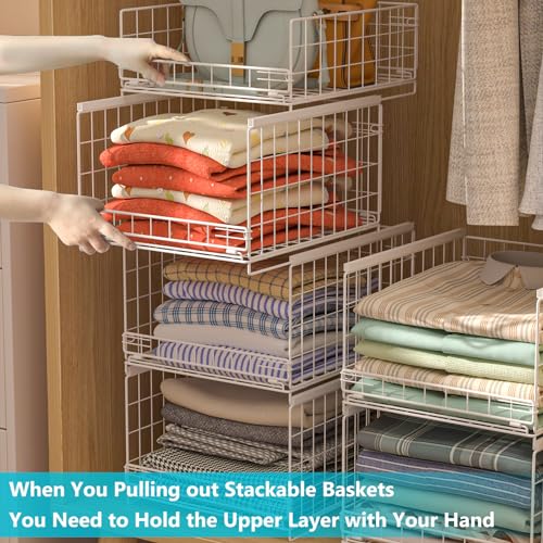 Sliding Closet Organizer with Drawer Storage Shelves, Stackable Bins for Clothes, Black R5998