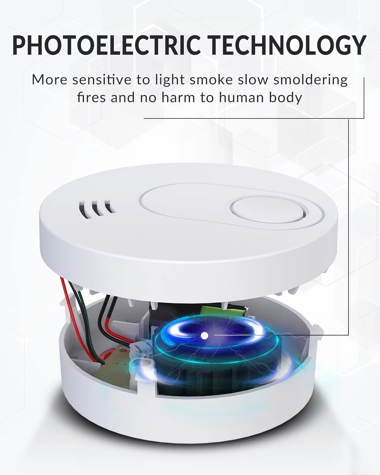 Smoke Detector, 10 Year Photoelectric Sensor Alarm, Low Battery Warning, 6 Pack O21004