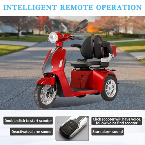 Heavy Duty 3 Wheel Mobility Scooter for Adults, 500 lbs Capacity, Red X9763