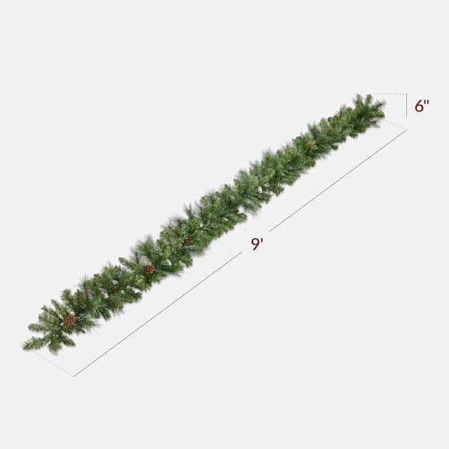 9ft Pre-Lit Christmas Garland for Stairs, Fireplace with 50 Lights W212