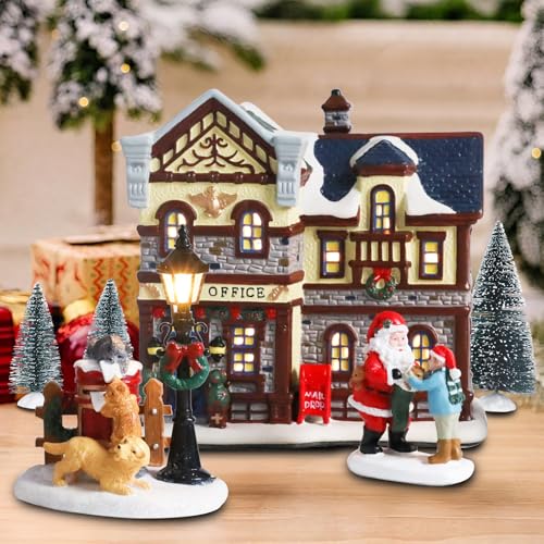 Ceramic Christmas Houses with Warm LED Light S1149