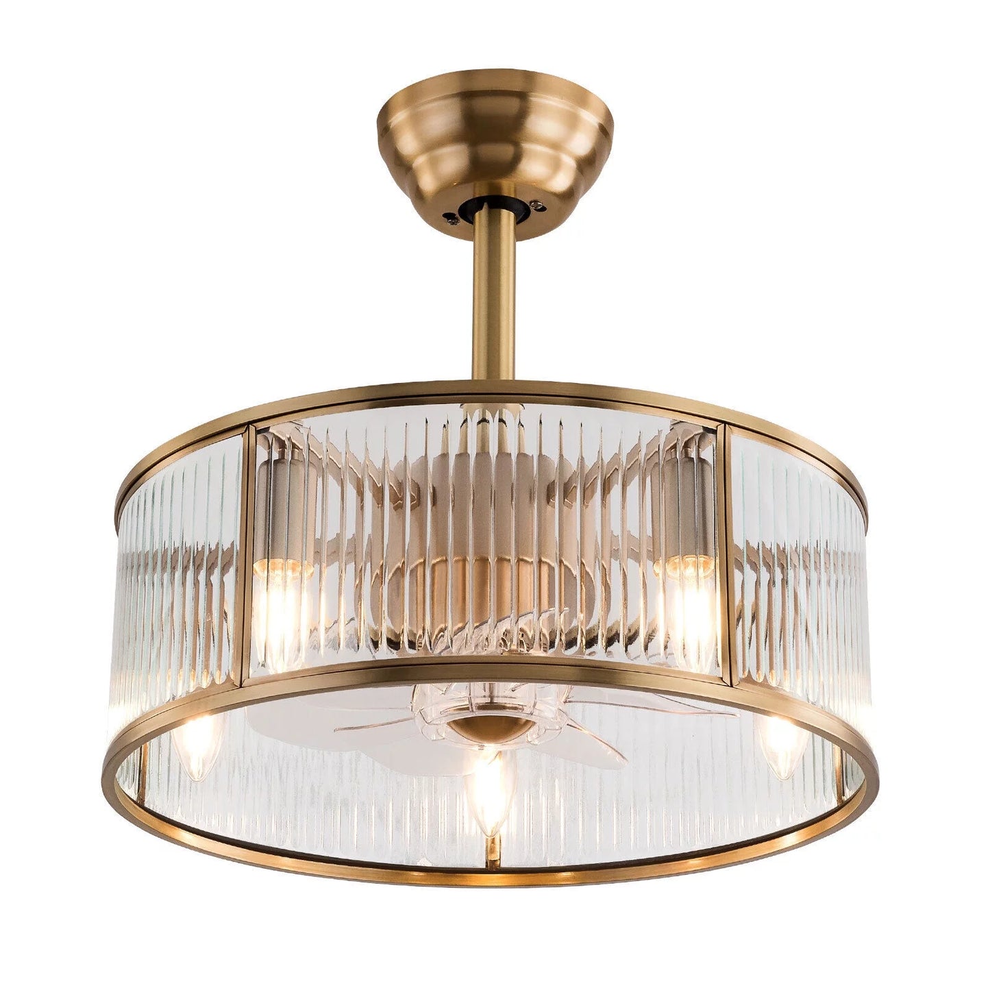 Farmhouse Ceiling Fan Light Gold With Remote Control L2827