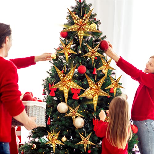 Christmas Paper Star Lanterns with LED Lights Hanging Decor W2538