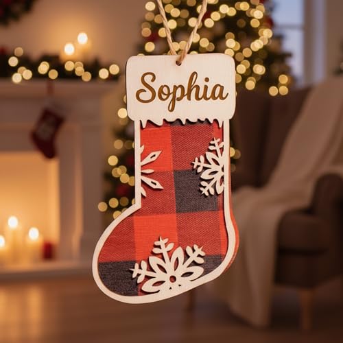 Personalized Christmas Wooden Ornaments with Family Names J389