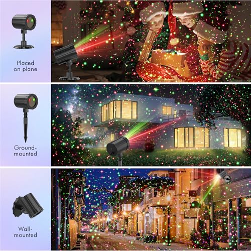 Christmas Projector Lights Outdoor, Red & Green with Remote and Timer, IP65 Waterproof Q3610