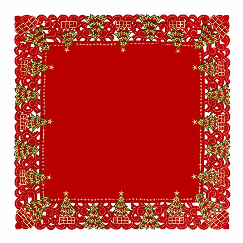 Embroidered Christmas Holly Tree Table Runner, Dresser Scarf, 16 x 72 Inch Z4281