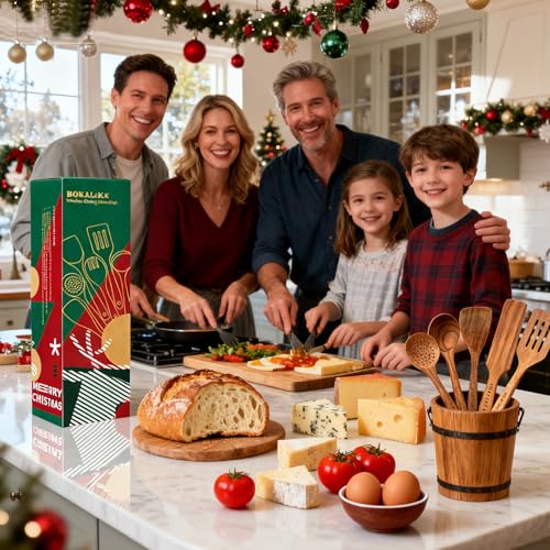 Christmas Wooden Spoons for Cooking, 10 Pcs Natural Teak Kitchen Utensils Set S557967