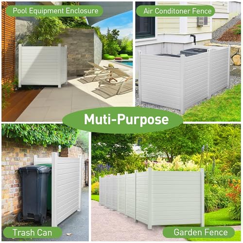 Outdoor Privacy Screen Freestanding 48"W x 48"H Vinyl Fence H6370
