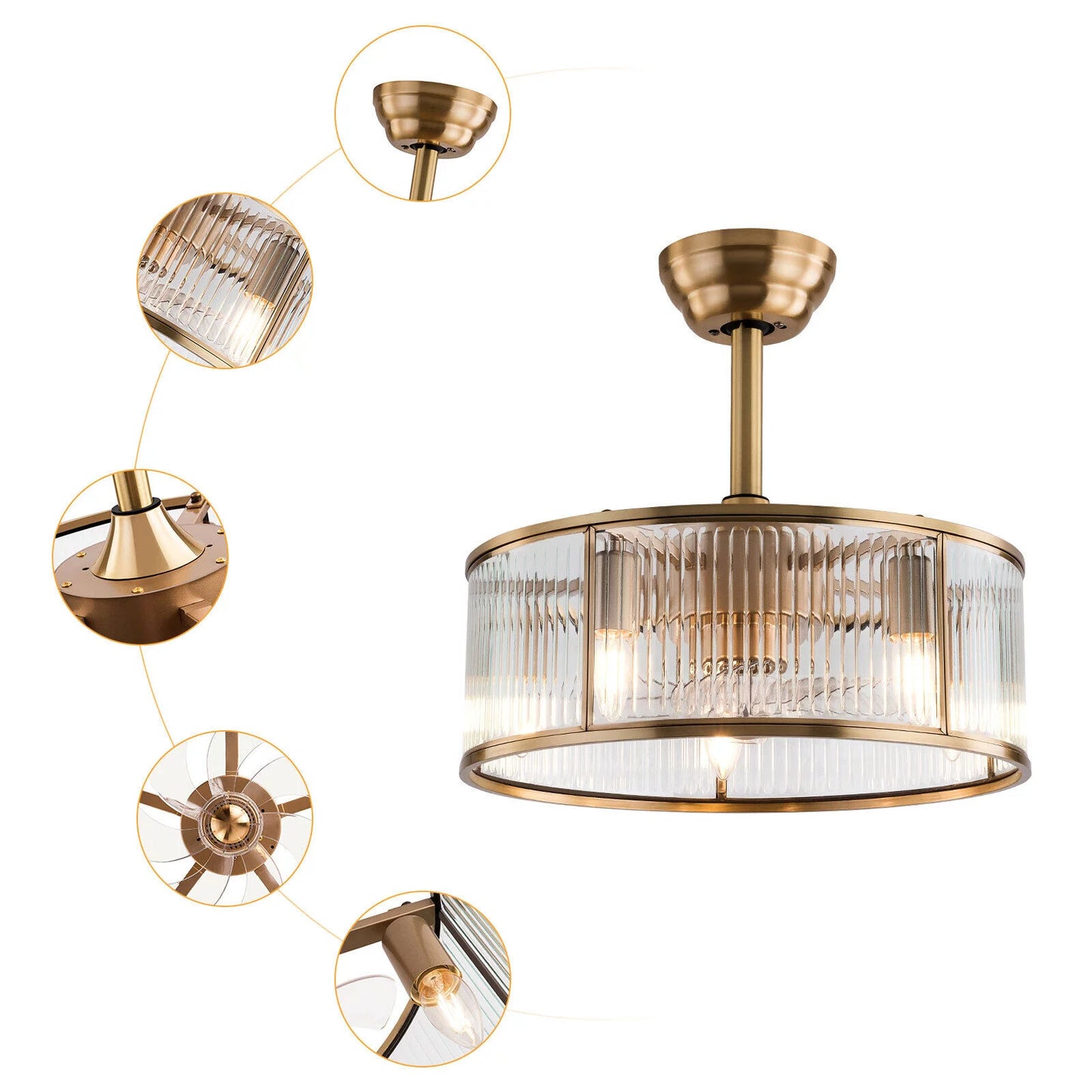 Farmhouse Ceiling Fan Light Gold With Remote Control L2827