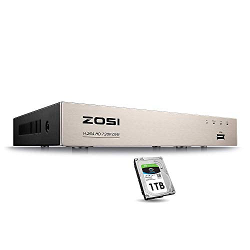 ZOSI H.265+ 8CH 5MP Lite 4-in-1 Surveillance DVR Recorders with 1tB HDD for HD-TVI, CVI, CVBS, AHD 960H/720P/1080P/5MP CCTV Security Cameras System, Remote Viewing (Renewed)