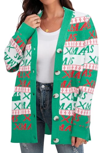 Funny Christmas Cardigan for Women Open Front Knit Coat U698