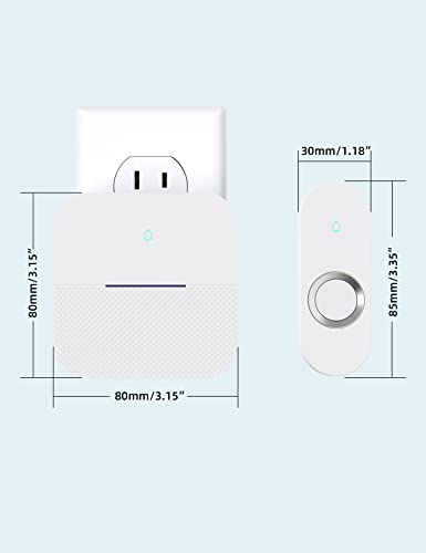 Wireless Doorbell with 2 Buttons and 2 Receivers, Waterproof, 1000ft Range Z6333