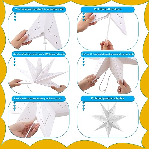 7 Pack 3D Hanging Paper Star Lanterns for Christmas Party Home Decor T9849